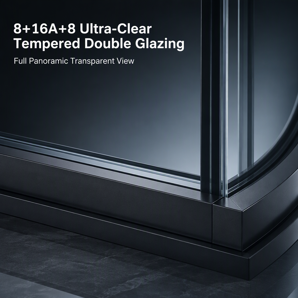 Thermal Break Aluminum Panoramic Corner Window 270 Degree Curved Corner System Window Custom Glass
