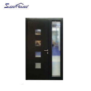 For Customized Security Modern Windproof Glass Front Door Aluminum Alloy Frame Graphic Design for Villas Houses 5-Year