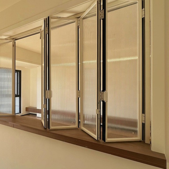 Space Saving Thermal Break Aluminum Horizontal Folding Window Double Tempered Glass Side Stack for Shop Front