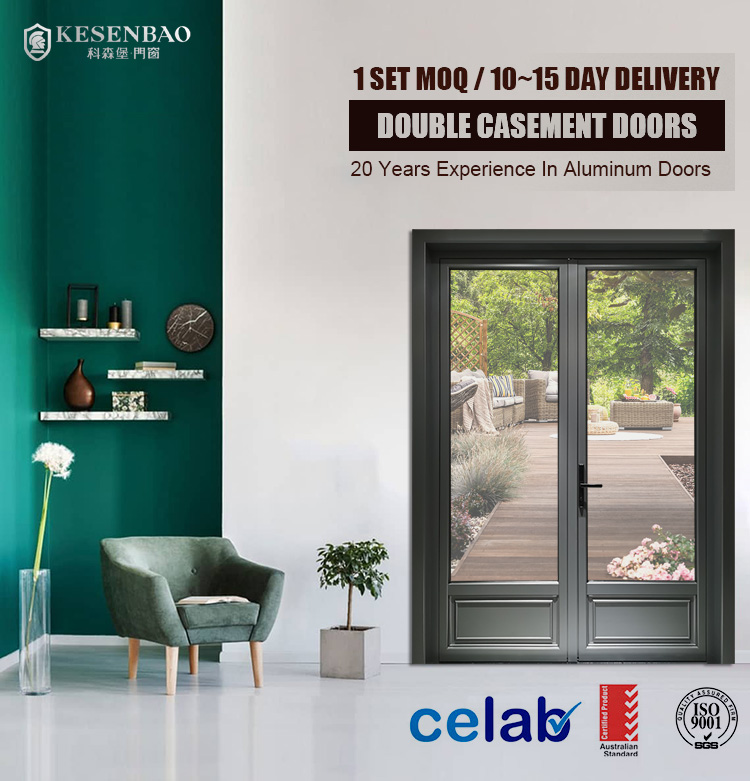 Aluminum Double Casement Door Exterior View