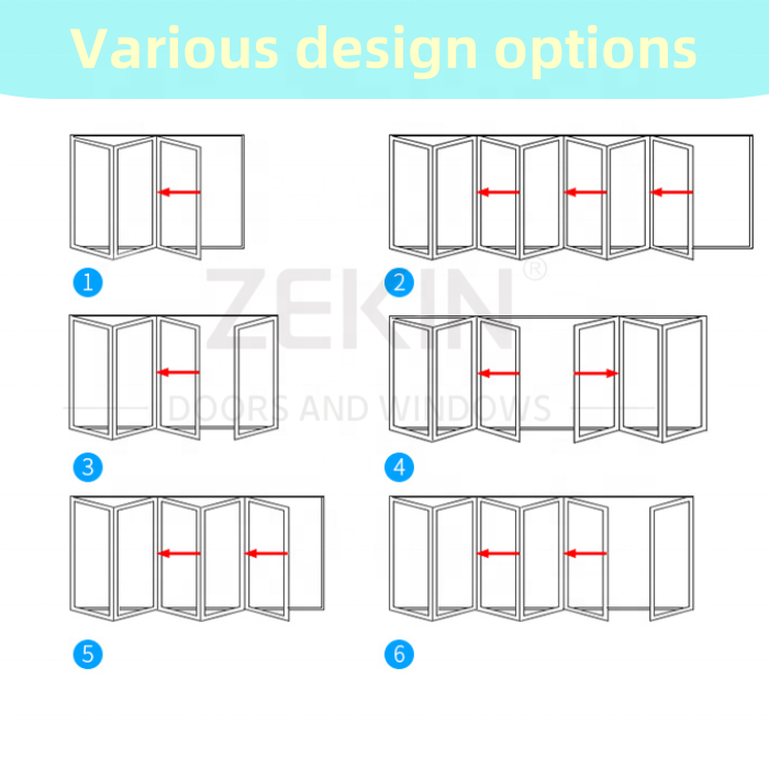 Customized Large Modern Aluminum Hurricane Proof Bi-fold Doors NFRC AS0247 Certification Double Glass Patio Folding Doors