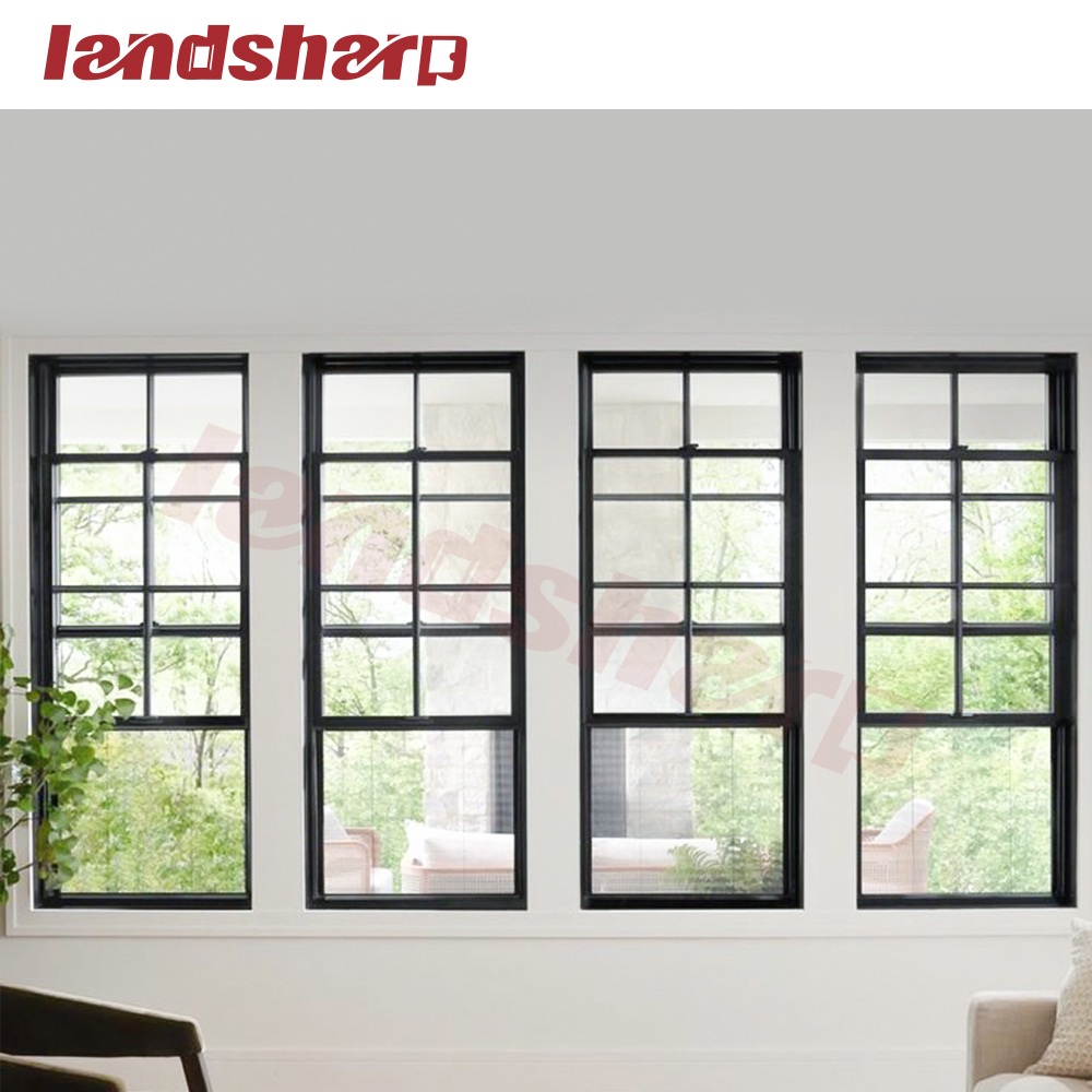 Landsharp Aluminum Single Double Hung Window Sliding Sash Triple Glazed Windows
