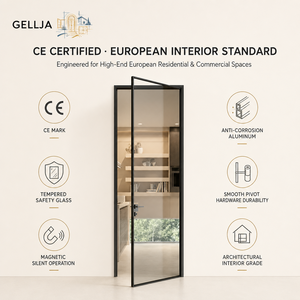 Modern French Narrow Frame Aluminum Glass Hinged Door