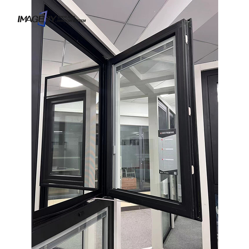 Aluminum Hand Crank Casement Window Commercial Shop Front Storefront Office Mall Showroom Clinic Reception Project Supply