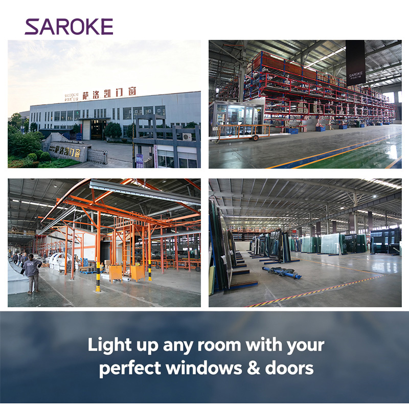 SAROKE Custom Thermal Break Aluminum Entrance Casement Door Security Exterior Double Glazed Glass Swing Main Door for House