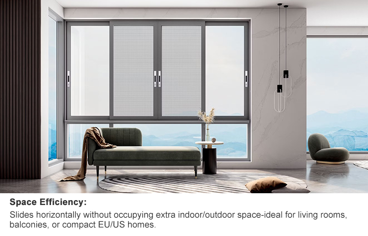 Thermal Break Modern Horizontal Aluminium Windows and Doors with 2.0mm Frame Multi Panel Folding for Kitchen Villa Patio Shop