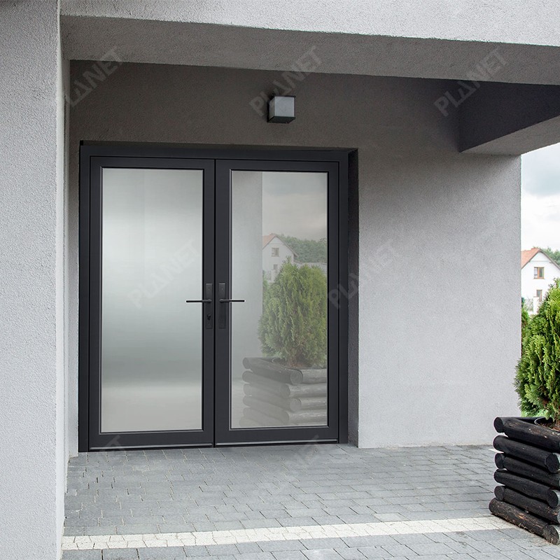 Custom Commercial Entry French Doors Glass Double Front Aluminum Door Exterior Patio French Doors Modern Gate Design for Home