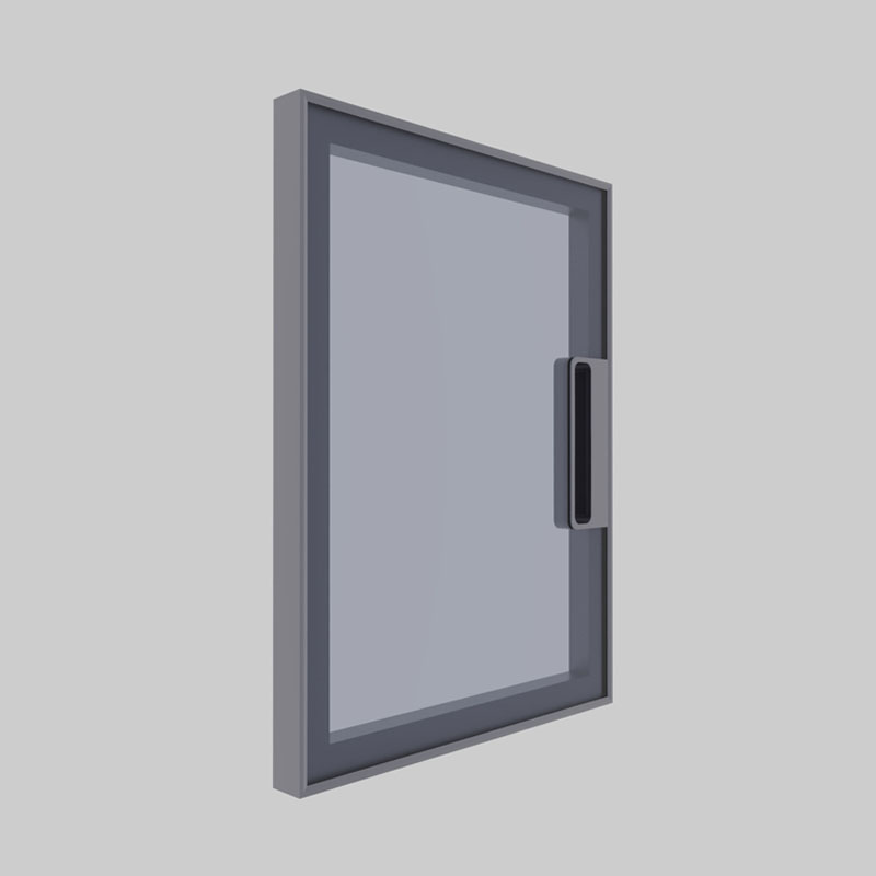 Anti-scratch Rounded Chamfer Slim Aluminum Glass Door MR208, Top &amp; Bottom Pivot Hinge with Built-in Vertical Handle for Kitchen