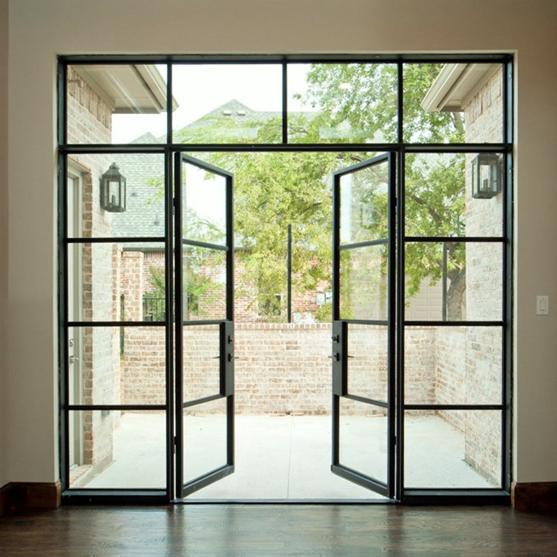 European Standard Iron Doors Interior Aluminium Steel Framed Swing Glass Door Crittall Style Wrought Iron Entrance French Doors