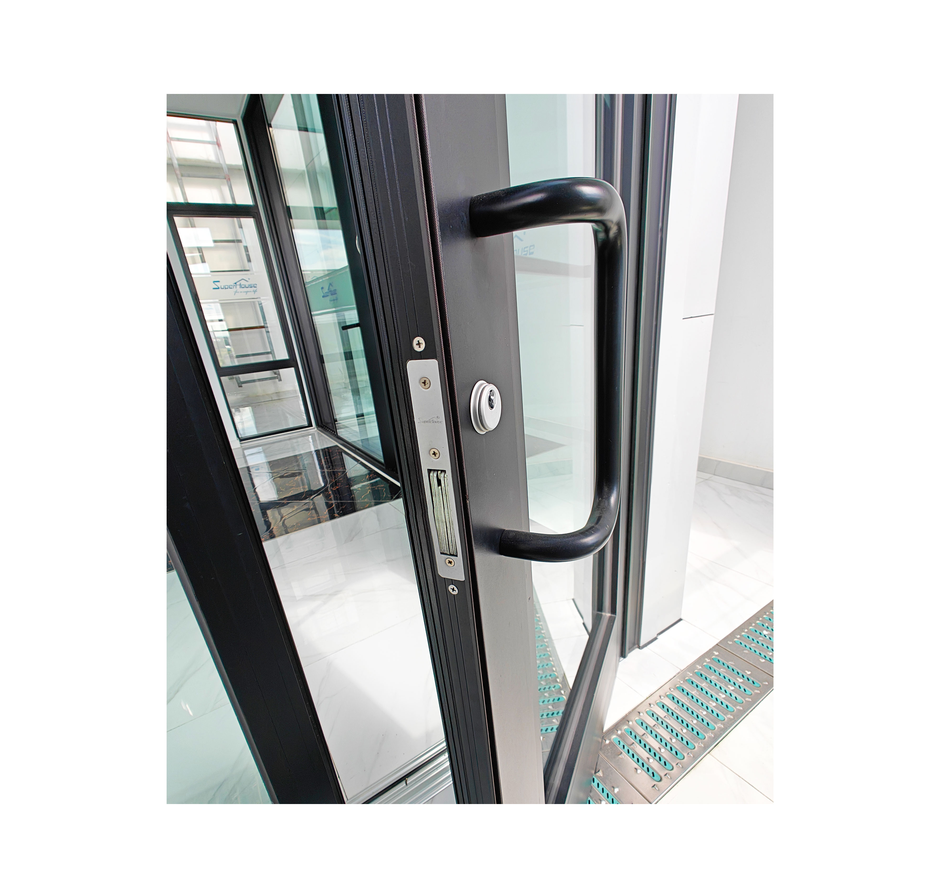 Modern Commercial Casement Security Door Aluminum Alloy with Fiberglass Screen Netting for Store and Escape Use