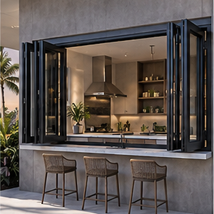 Custom OEM ODM Folding Windows Soundproof Aluminum Glass Bi-fold For Balcony Terrace Color Options