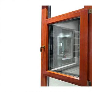 HUACAI North American Red Oak Aluminum Wood Composite Tilt and Turn Window 1.8mm Profile Triple Glazed Soundproof System Window