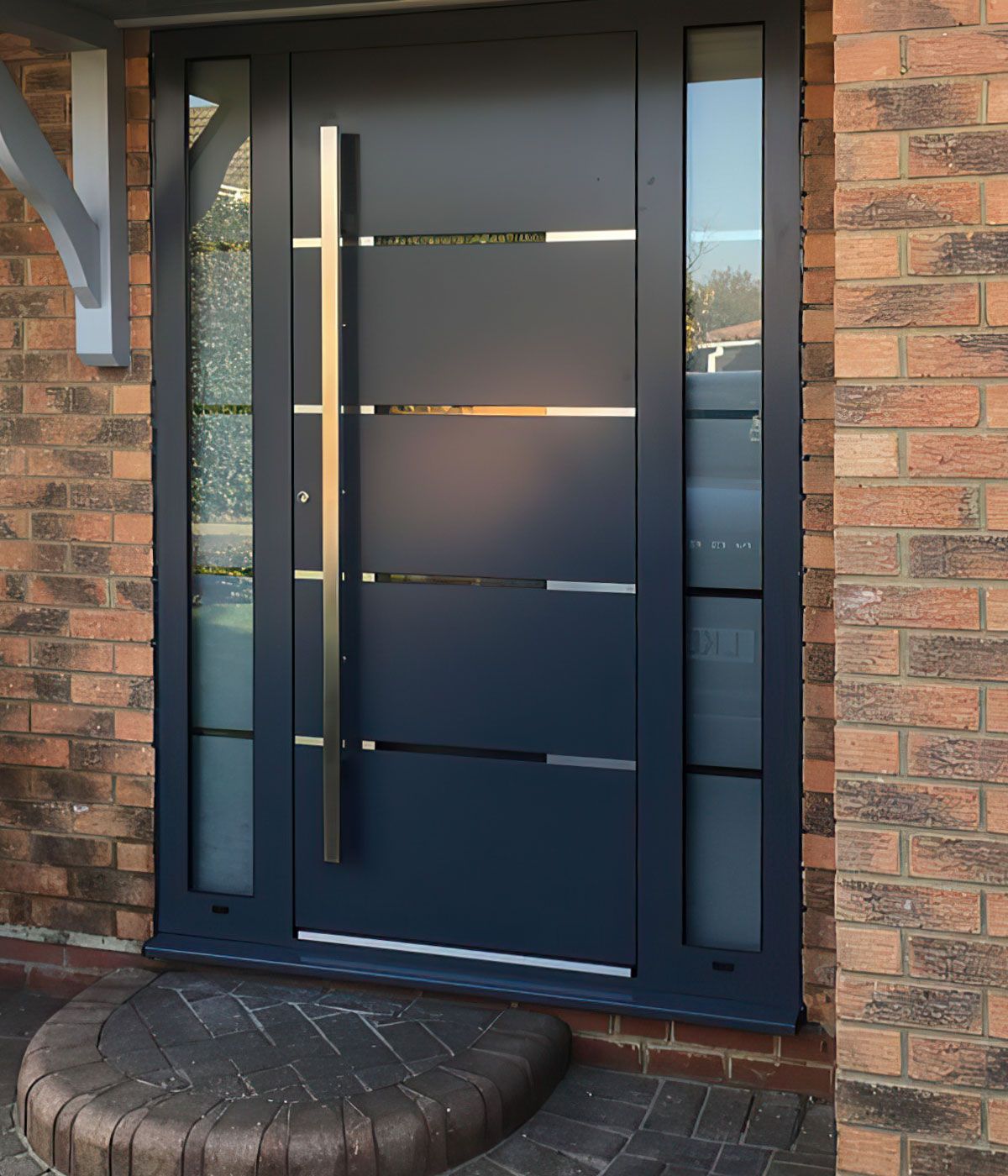 For Customized Security Modern Windproof Glass Front Door Aluminum Alloy Frame Graphic Design for Villas Houses 5-Year