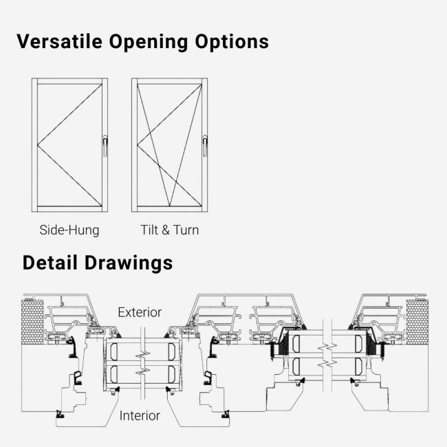 Modern Wood Aluminum Window German Hardware Triple Glazed Tempered Glass Energy Star Rated For Kitchen Villa
