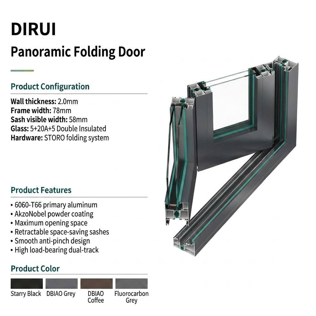 DBIAO Luxury Modern Slim Frame Aluminum Folding Door Detail Shot