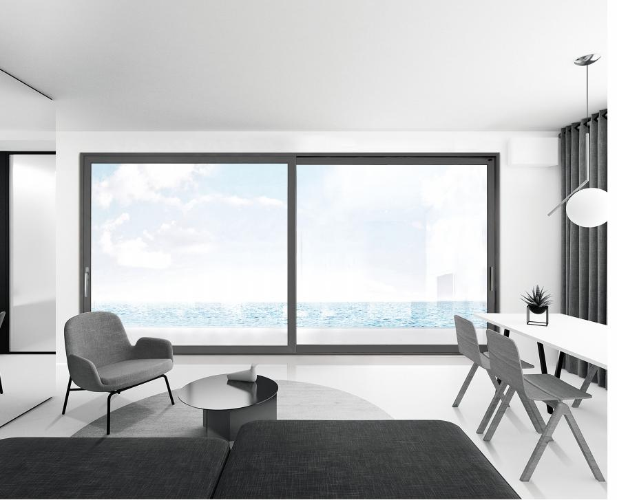 Modern Design Aluminum Sliding Door Double Tempered Glass Soundproof Waterproof Thermal Insulation for Apartment Mall Use