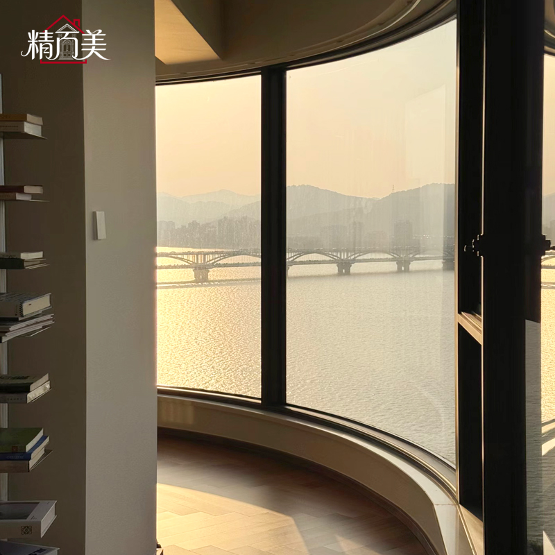 Full Arch Customized Curve Half Round Straight Leg Segment Head One Profile Family Consistent Curved Window for Villa Facade