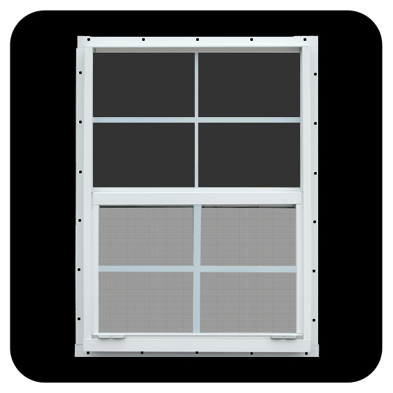 Durable Aluminum Alloy Single-Hung Windows Vertical Sliding Shed Design with Hanging Curtain and Fiberglass Screen Netting