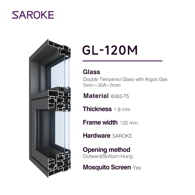 Child-Safe Rounded Corner Protection Design Aluminum Outswing Window Triple Glazed Toughened Glass Security Casement Window