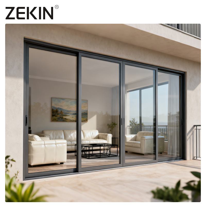 ZEKIN Double Glazed Low E Glass Soundproof Exterior Standard Windows And Doors Black Patio Aluminum Australia Sliding Door