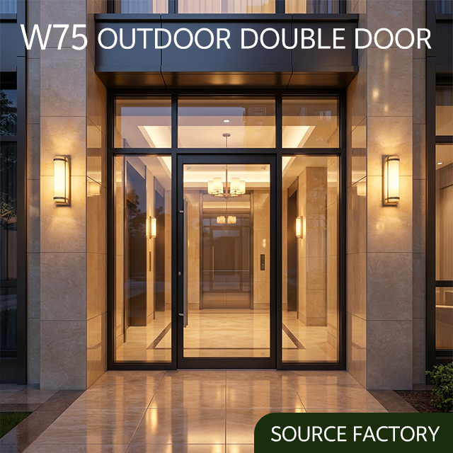 NFRC Hotel Commercial Hurricane Impact Aluminum Triple Glass French Swing Door Patio Entrance Double Doors