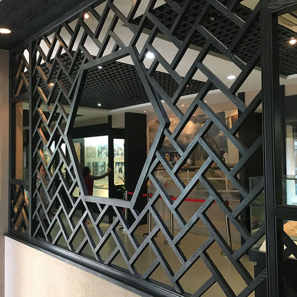 Custom Chinese-style Aluminum Door &amp; Window Lattice, Wood Grain Color Aluminum Window Grilles For Ancient Building Decoration