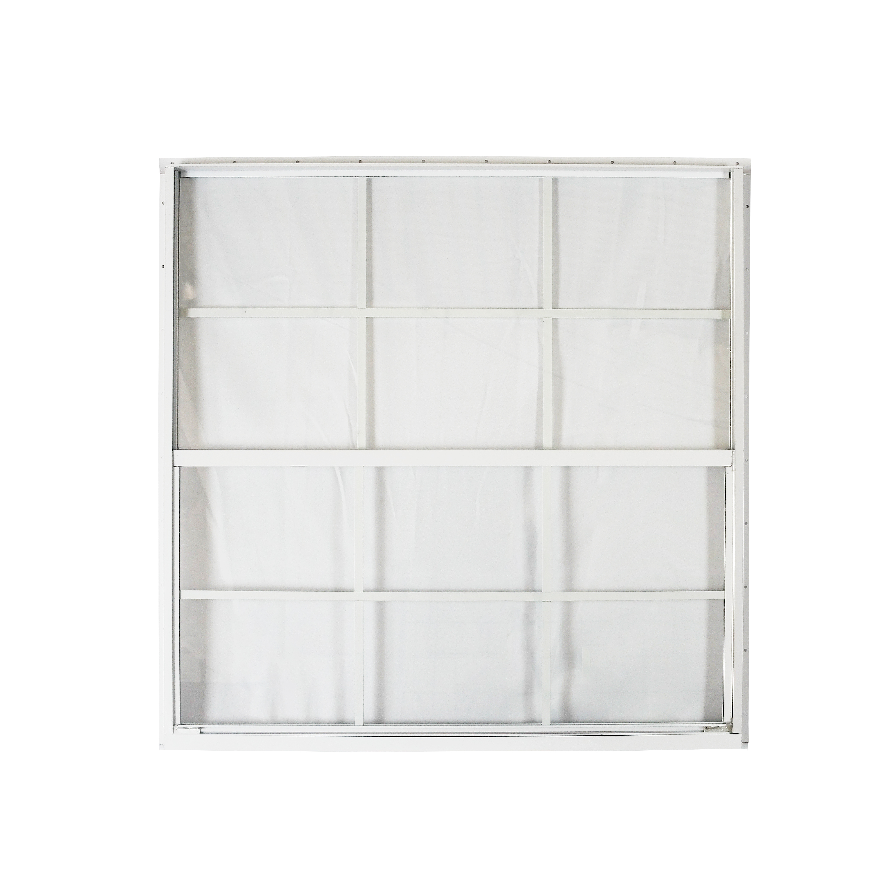 Durable Aluminum Alloy Single-Hung Windows Vertical Sliding Shed Design with Hanging Curtain and Fiberglass Screen Netting