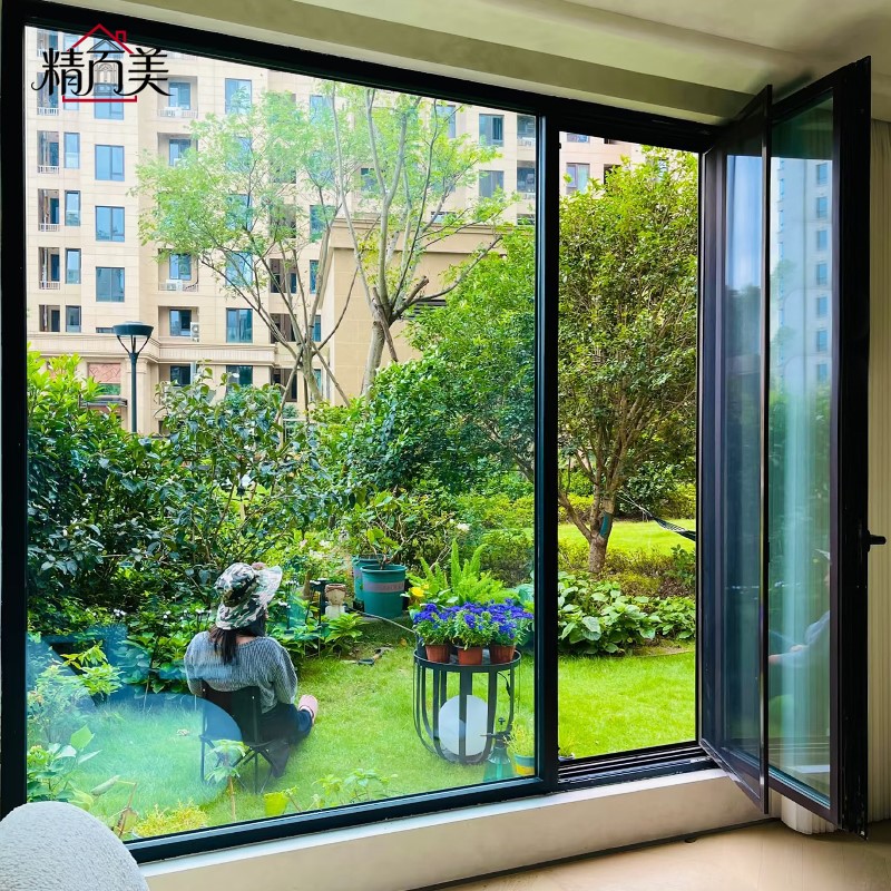 Powder Coated Energy Saving Noise Reduction Manual Control Custom Size High Security Modern Aluminium Glass Swing Door