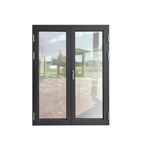 Customized French Style Entrance Store Front Glass Doors Windproof Aluminum Frame Waterproof Feature Finished Business Exterior