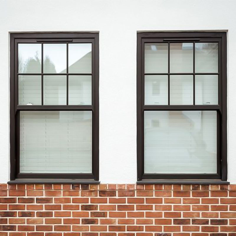 Landsharp European French Style Black Aluminium Glazed Sash Sliding Windows Aluminum Double Hung Window Hung Window