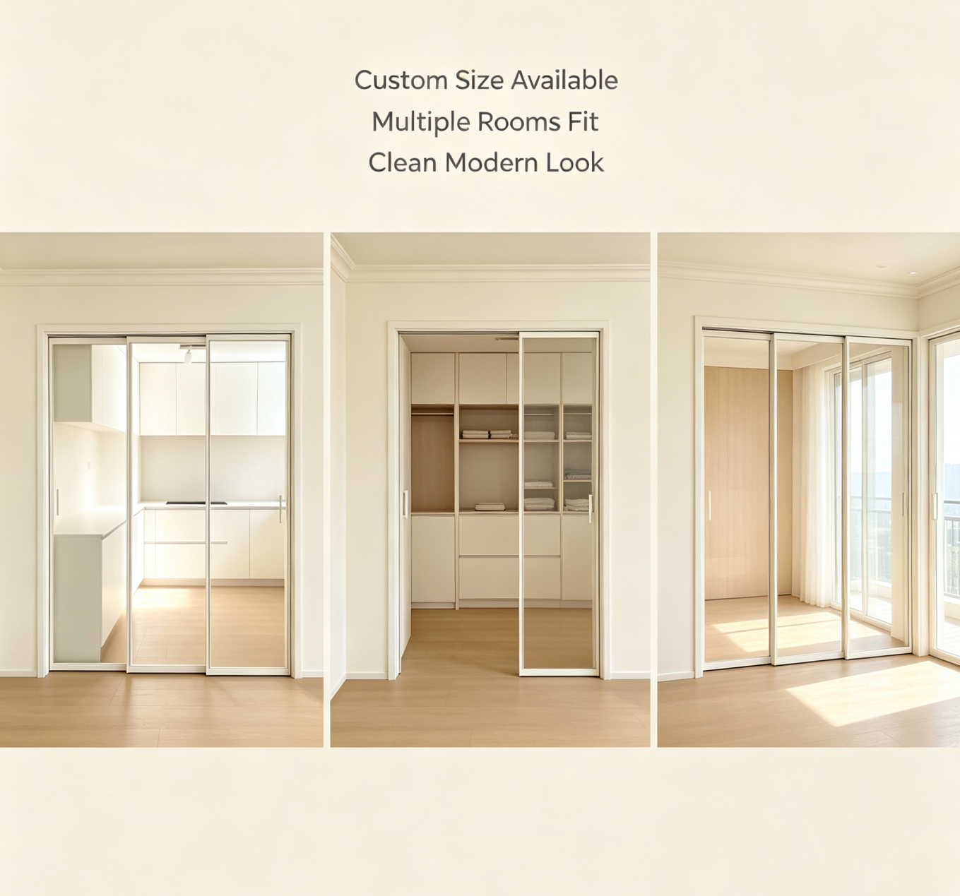 Fiber frame triple sliding glass door aluminum alloy suitable for apartment wardrobe and balcony and indoor space partition