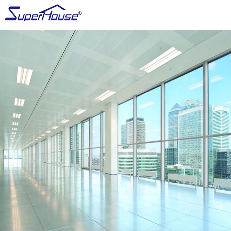 USA Shopfront Storefront Customized Commercial Aluminium Fix Picture Window with Tinted Mirror Glass for Shopfront