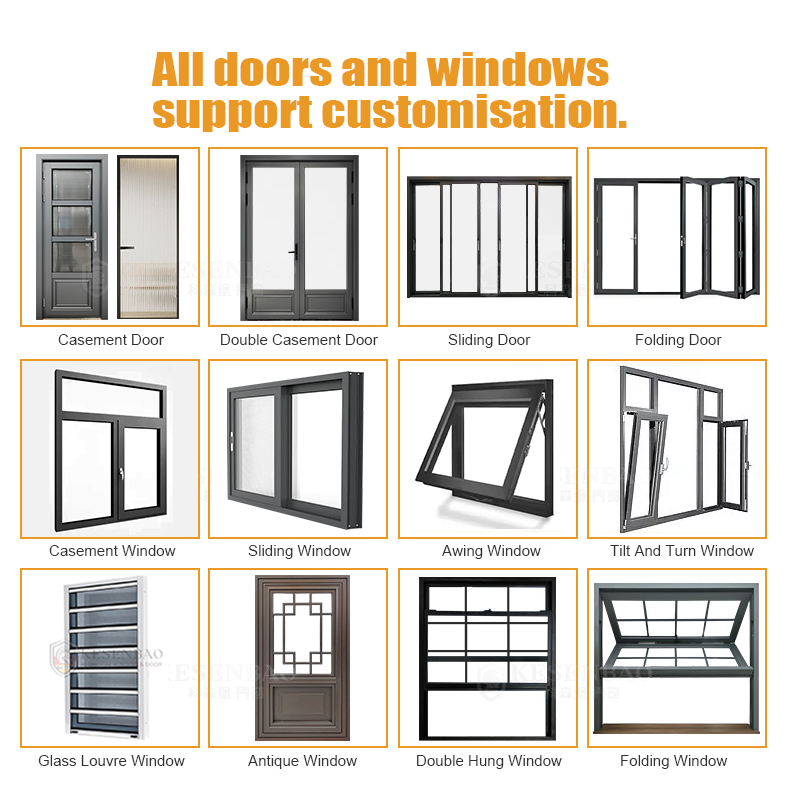 Modern Thermal Break Soundproof Double Glass Aluminium Casement windows For Luxury Residential Villa With Screen