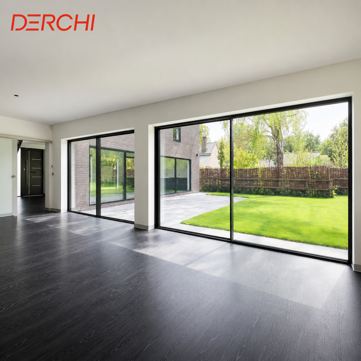 Minimalist Aluminum Sliding Door Ultra Slim Frame Double Glazed Energy Saving Soundproof Patio Door for Modern Home Villa