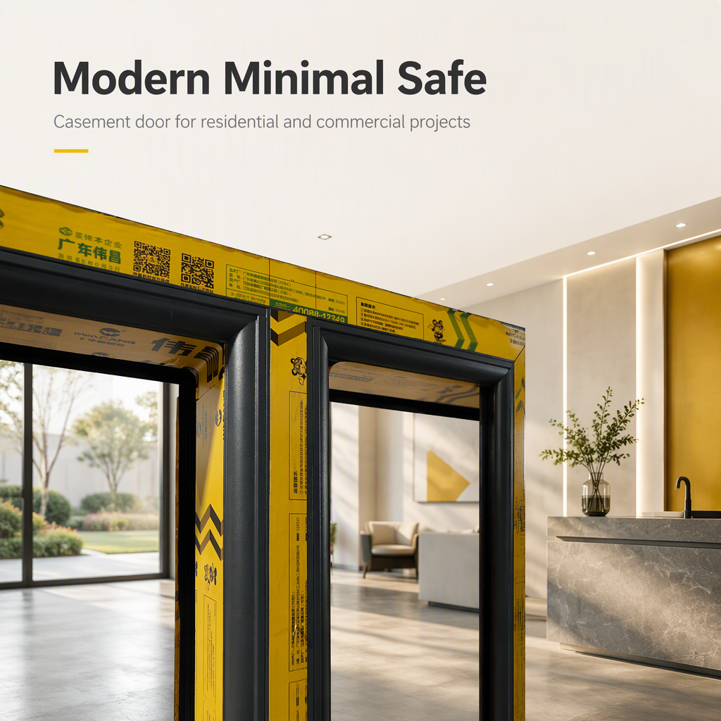 Thermal Break Aluminum System Casement Door Modern Minimal Safe
