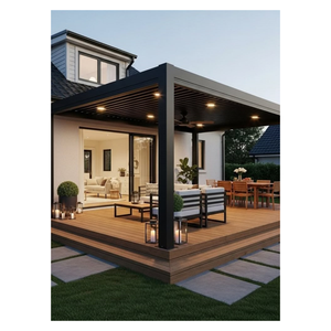 CBMmart Luxury Motorized Aluminum Bioclimatic Pergola Powder Coated Screen Glass Sliding Door For Outdoor Gardening Terrace
