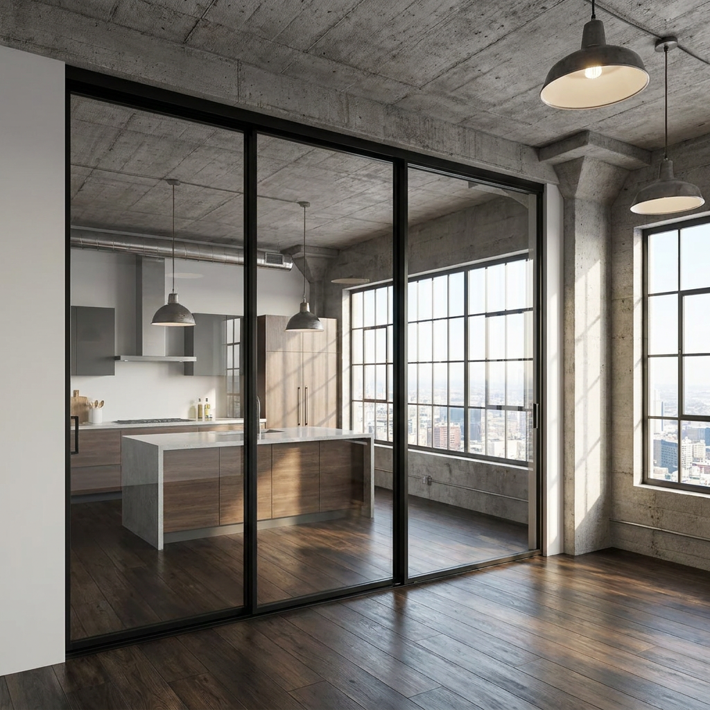 Modern Aluminum Alloy Sliding Glass Door Interior Room Sliding Door