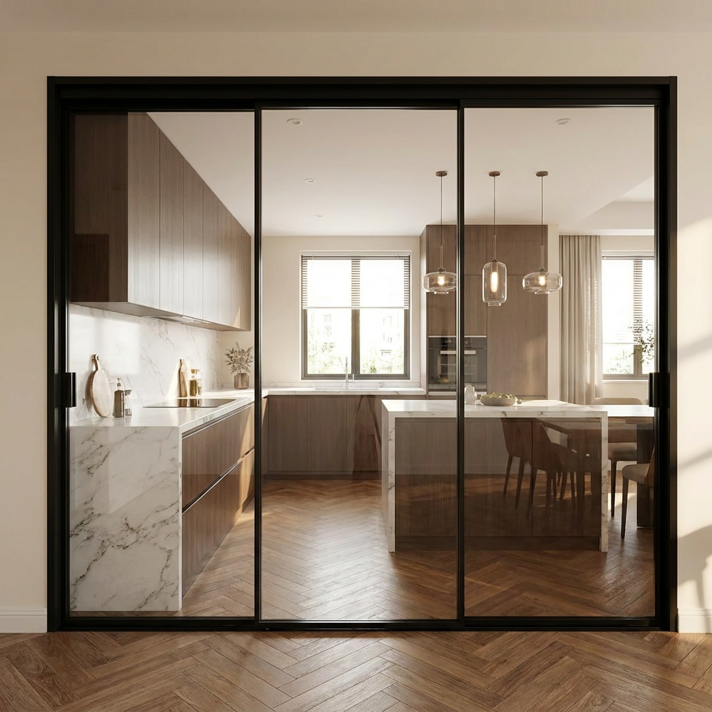 Modern Aluminum Alloy Sliding Glass Door Interior Room Sliding Door