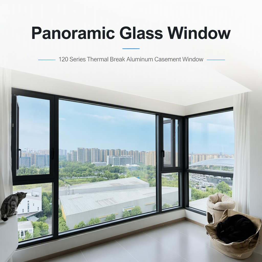 Thermal Break Aluminum Casement Window Sliding Door Panoramic Glass Window Custom Aluminum Window and Sunroom