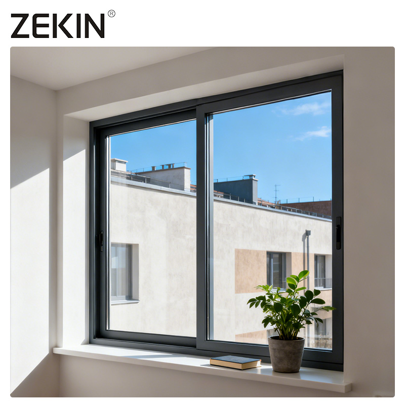 ZEKIN Frosted Transparent Small Arch Double Glazed Slider Sliding Double Tempered Glass 3 Tracks Sliding Windows for Home