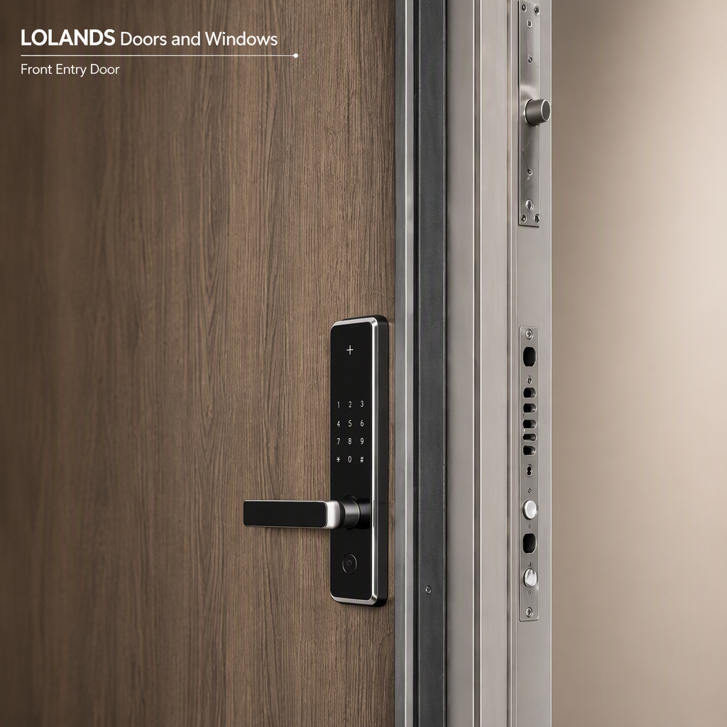 Lolands Custom Modern Aluminum Alloy Swing Entrance Door with Side Glazed Panel for Residential Front Entry