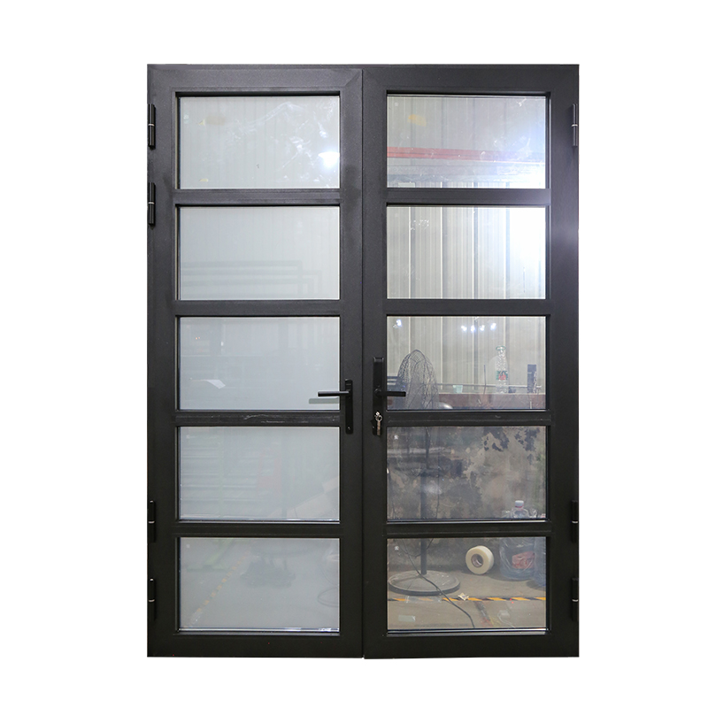 Hihaus New Exterior Black Aluminum Energy Efficient Double Glass French Door