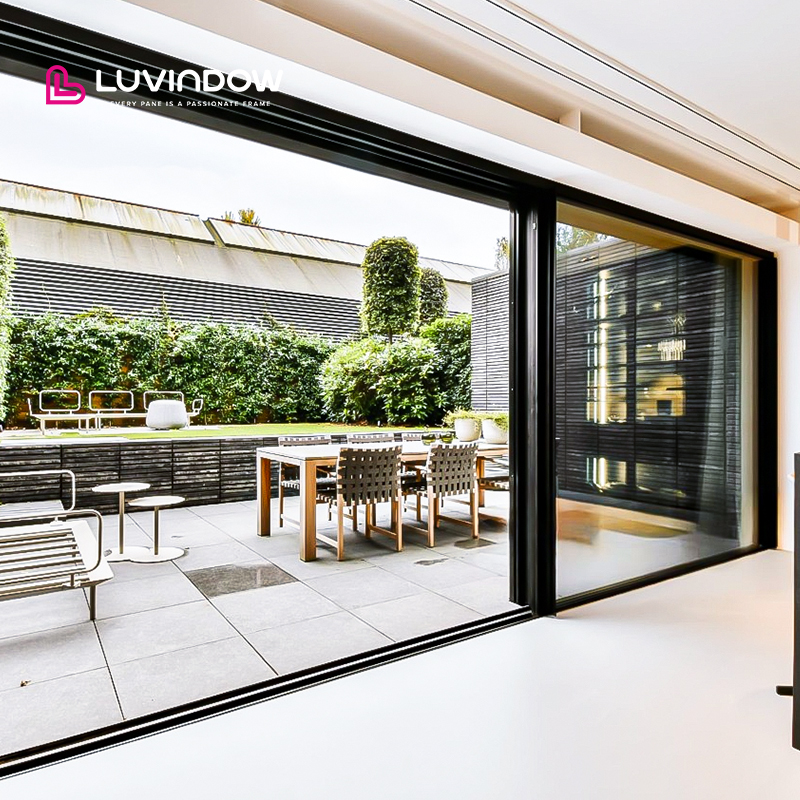 Luvindow Modern Design 2.2mm Aluminum Profile Sliding Glass Door Thermal Insulation High Quality EPDM Silicone Exterior Kitchen