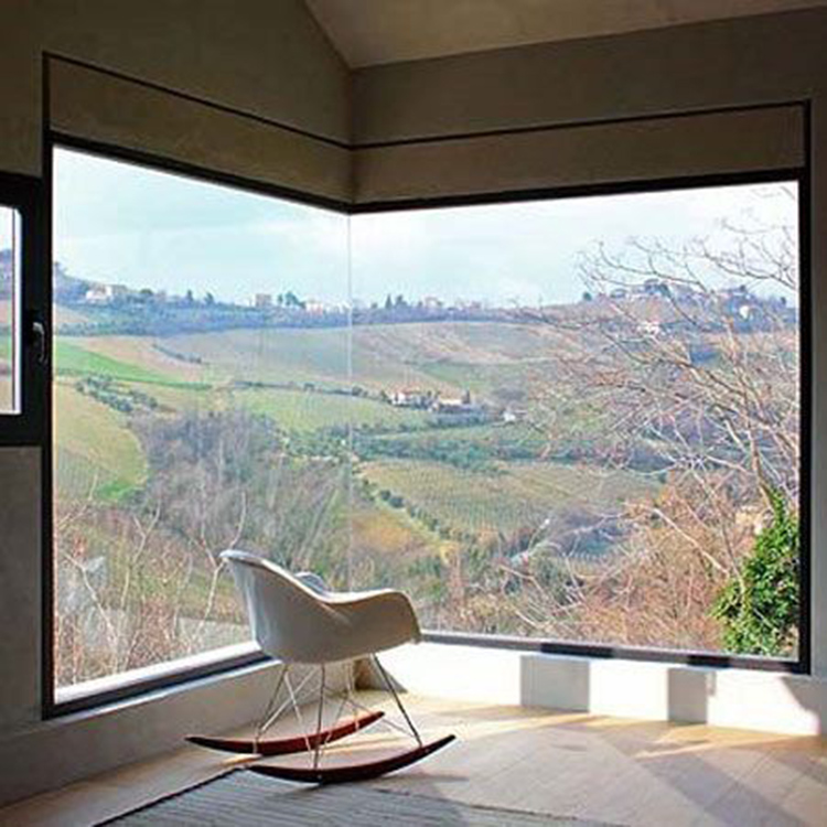 AS2208 Large Size Custom Black German Aluminum Hurricane Impact Insulated Double Glass Floor Corner Fixed Picture Custom Windows