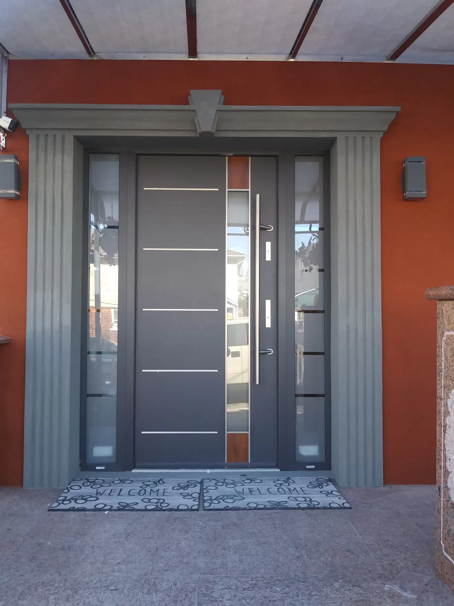 For Customized Security Modern Windproof Glass Front Door Aluminum Alloy Frame Graphic Design for Villas Houses 5-Year