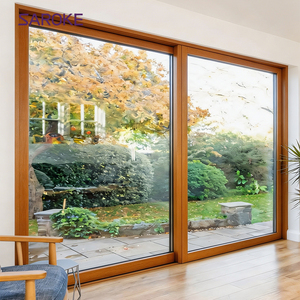 Suppliers Double Glazed Entrance Security Aluminum Wood Frame Sliding Glass Patio Door for 5m Width