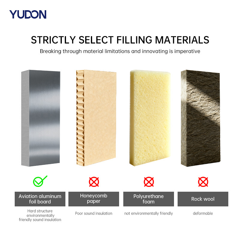 YUDON DOOR Aluminium Armored Door Reinforced Entry Door with Wood Grain Panel Anti Rust Hurricane Proof for Luxury Home Projects