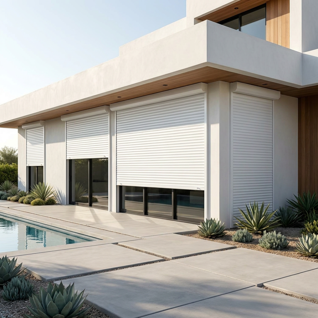 China Manufacturers Modern Villa Automatic/Smart Rolling Garage Doors Finished Surface For Exterior Commercial Malls