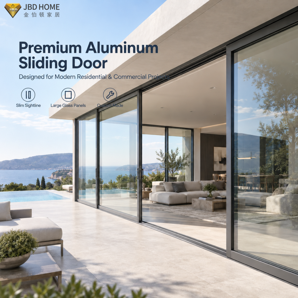 Factory Direct Supply Interior Double-layered Tempered Glass Automatic Aluminum Sliding Glass Door Windproof For Houses