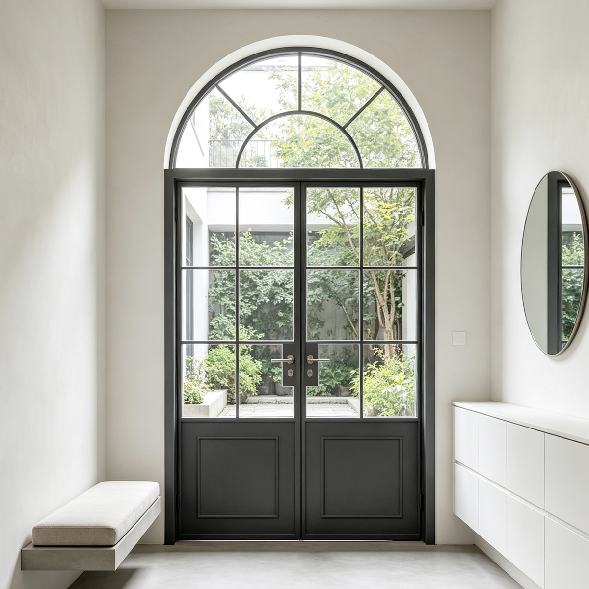 Wholesale Grille Soundproof Windproof Sealed Moisture-Proof Aluminum Glass French Casement Door for Bedroom